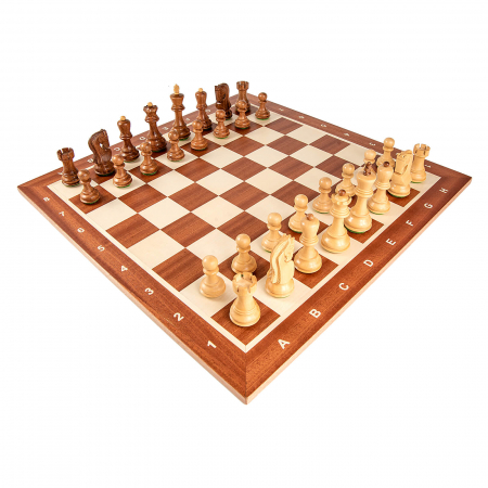 Combo Seturi - Set sah cu piese Staunton 5 Zagreb si tabla mahon no. 5 cu notatie
