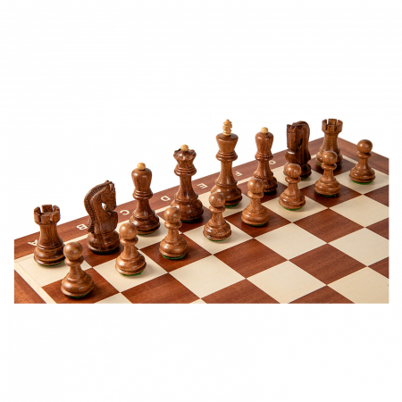 Set sah cu piese Staunton 5 Zagreb si tabla mahon no. 5 cu notatie [3]