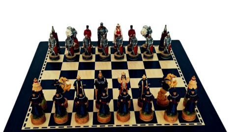 Combo Seturi - Set sah cu piese tematice Mongolii vs Rusii cu tabla cu efect de abanos