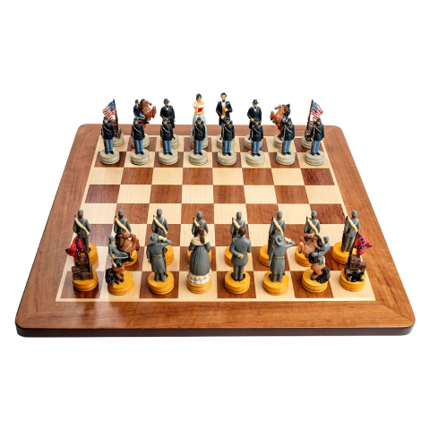 Combo Seturi - Set sah cu piese tematice Razboiul Civil American cu tabla de Padauk