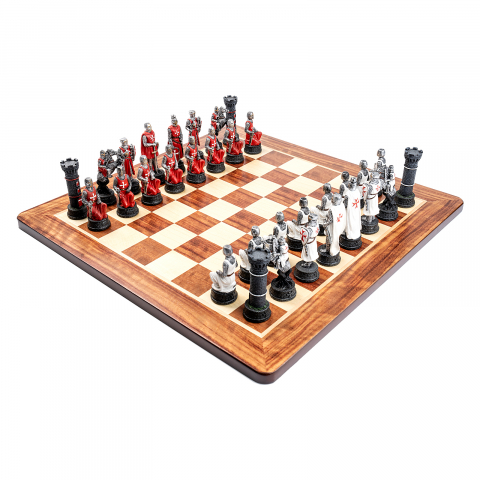 Combo Seturi - Set sah cu piese tematice Templierii cu tabla Padauk