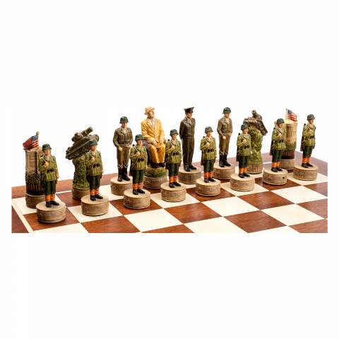 Set sah cu piese tematice WWII cu tabla mahon [5]