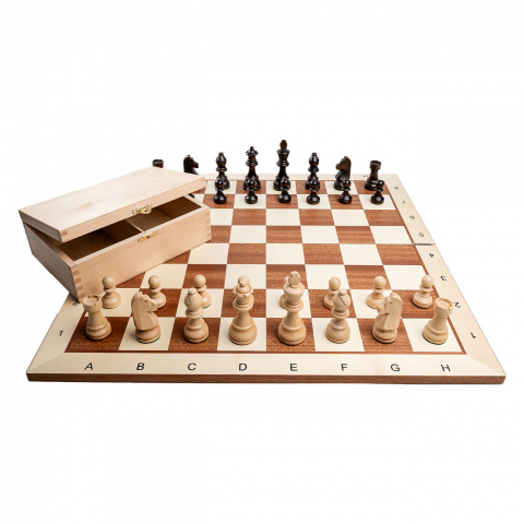 Combo Seturi - Set Sah German cu tabla pliabila si cutie piese - Natur