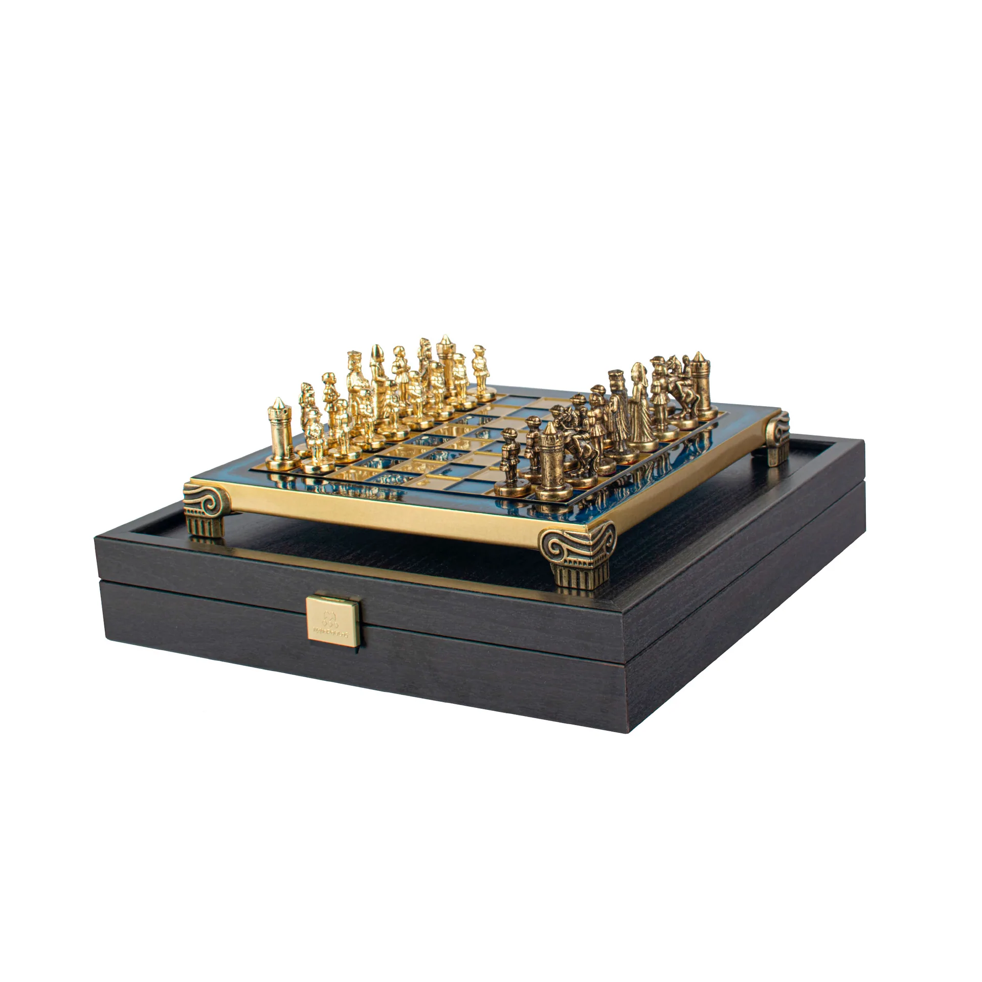 Set sah piese si tabla din metal - Imperiul Bizantin( albastru) [8]