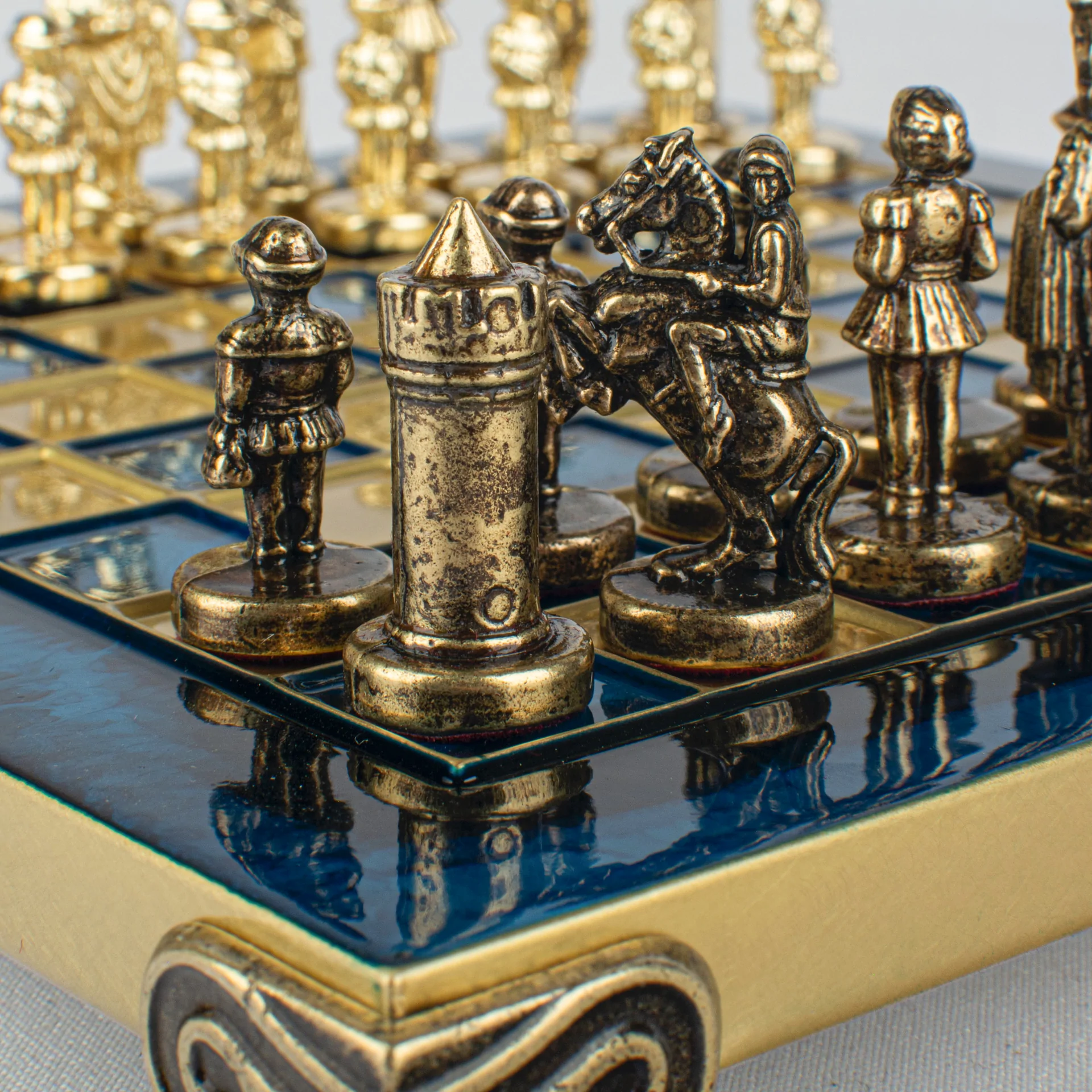 Set sah piese si tabla din metal - Imperiul Bizantin( albastru) [5]