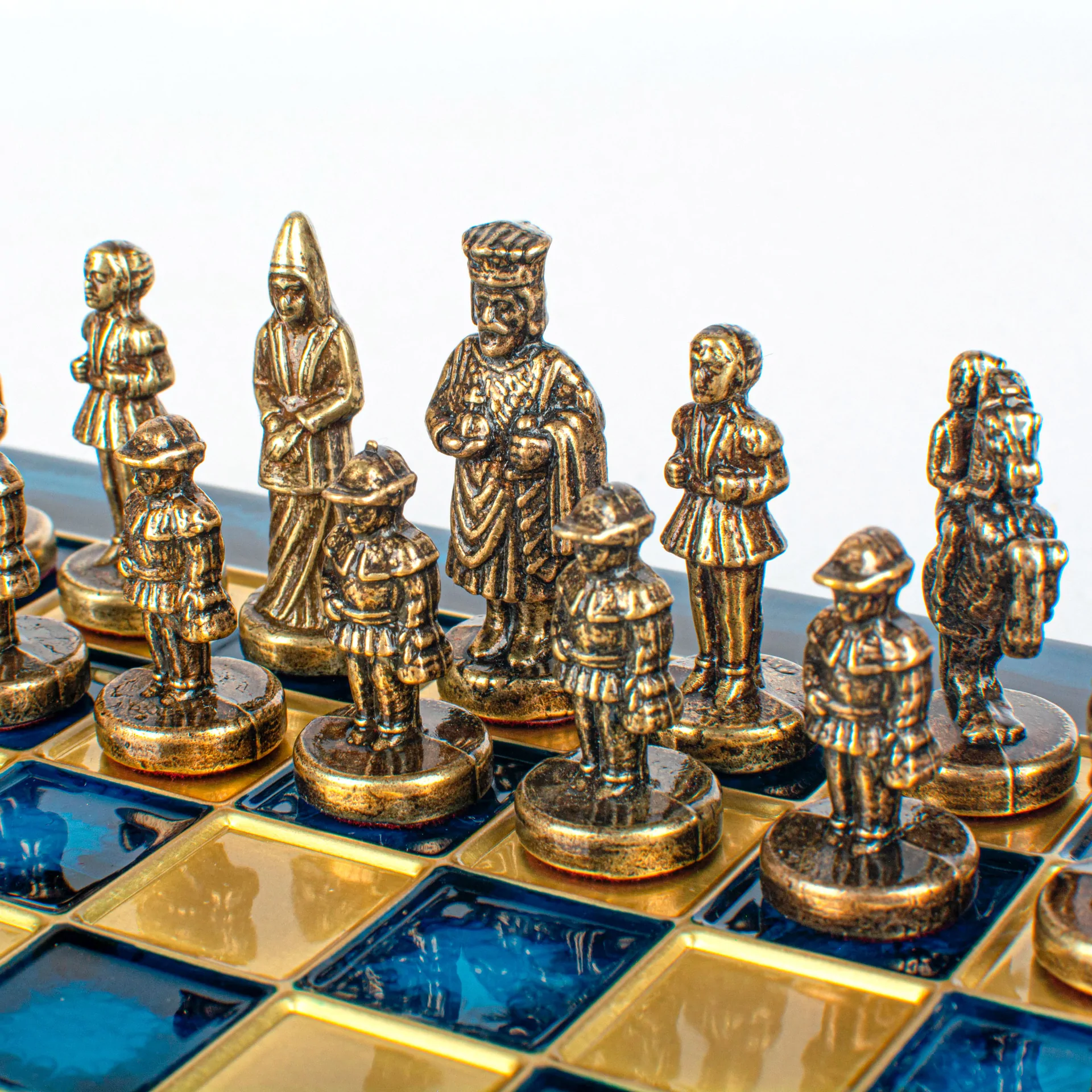 Set sah piese si tabla din metal - Imperiul Bizantin( albastru) [9]