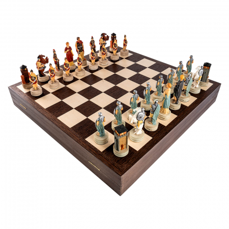 Seturi Sah Tematice - Set sah tematic din ceramica Grecii si Romanii in cutie wenge
