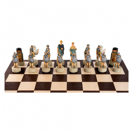 Set sah tematic din ceramica Grecii si Romanii in cutie wenge [4]