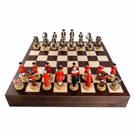 Set sah tematic din ceramica - Razboiul American de Independenta - in cutie wenge [1]