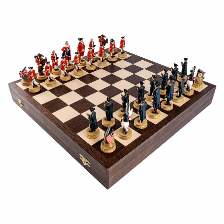 Seturi Sah Tematice - Set sah tematic din ceramica - Razboiul American de Independenta - in cutie wenge