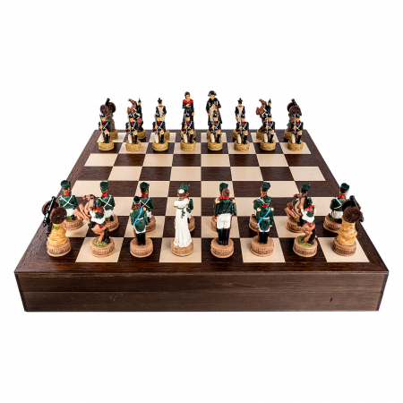 Set sah tematic din rasini - Napoleon in Rusia - in cutie wenge [1]