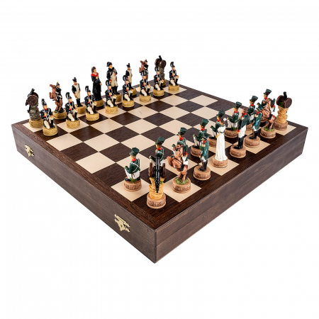 Seturi Sah Tematice - Set sah tematic din rasini - Napoleon in Rusia - in cutie wenge