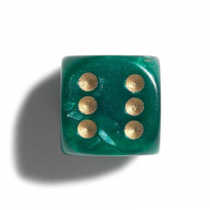 Accesorii Table/backgammon - Zaruri perlate verde 12 mm - set 2 bucati