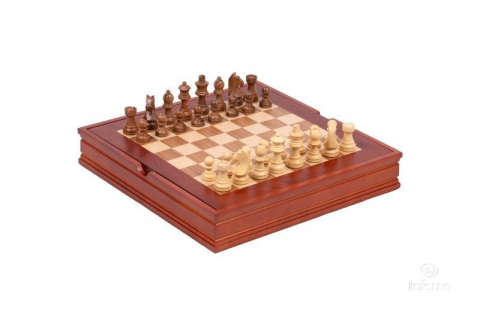 Seturi De Sah in cutie - Set Sah nuc cu piese Staunton acacia, tabla  28 x 28 cm, Kh 5 cm
