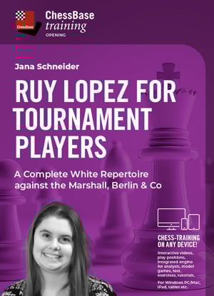 Soft - Video DVD - Programe de jucat sah - TRAINING VIDEO - CHESSBASE - Ruy Lopez for the tournament player - A Complete White Repertoire against the Marshall, Berlin & Co by  Jana Schneider