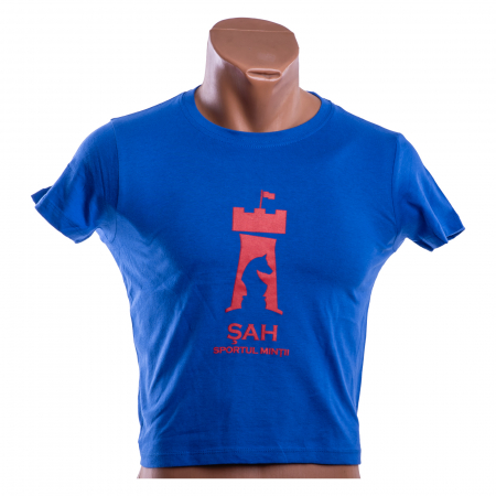 Tricou - Tricou Albastru cu model Sah