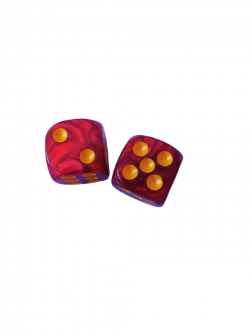 Accesorii Table/backgammon - Zaruri perlate rosu 16 mm - set 2 bucati