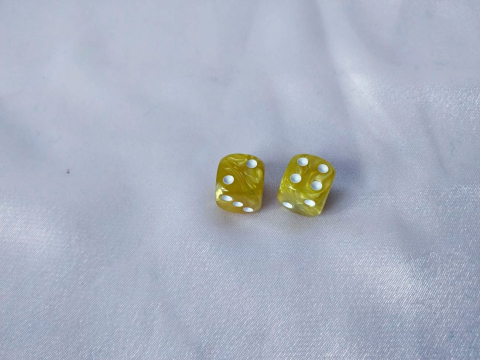 Accesorii Table/backgammon - Zaruri perlate verde/galbui 16 mm - set 2 bucati