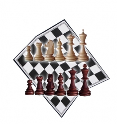 Seturi Sah - Piese lemn Staunton 6 in punga de plastic si Tabla de sah din carton