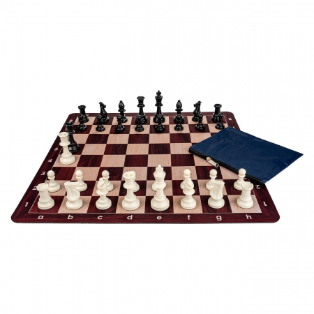 Seturi Sah - Combo Mousepad: Piese Staunton 6 Weighted +Tabla mousepad imitatie lemn + Gentuta cu fermoar