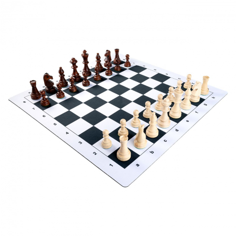 Seturi Sah - Set King64: Piese sah lemn Staunton 6 +Tabla sah mousepad negru + Geanta Deluxe