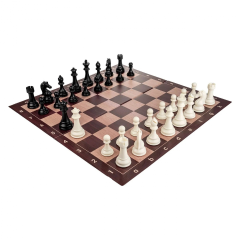 Seturi Sah - Combo set Club Pro : Tabla sah din PVC Imitatie lemn +Piese de sah din plastic no. 6 Club Pro