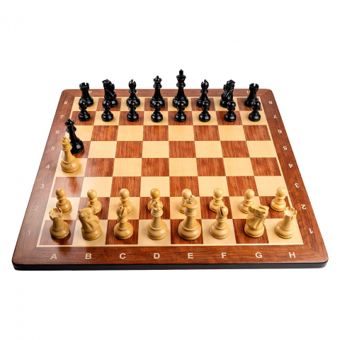 Combo Seturi - Combo set cu piese sah lemn Staunton 6 Deluxe ebonised cu tabla sah, padauk 58mm