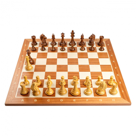 Combo Seturi - Combo set cu piese sah lemn Staunton 6 Design Alban cu tabla sah, mahon 58mm