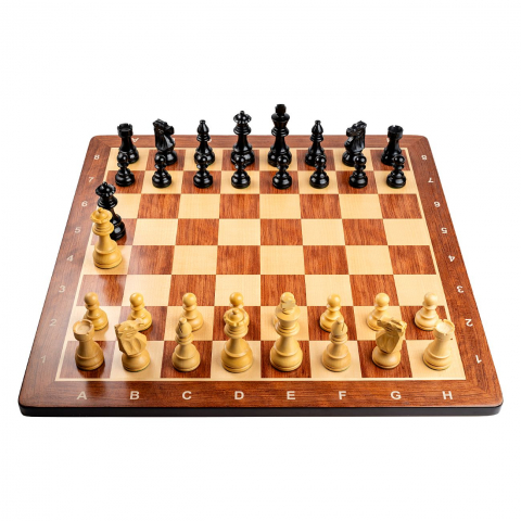 Combo Seturi - Combo set cu piese sah lemn Staunton 6 French Design ebonised cu tabla sah, padauk 58mm