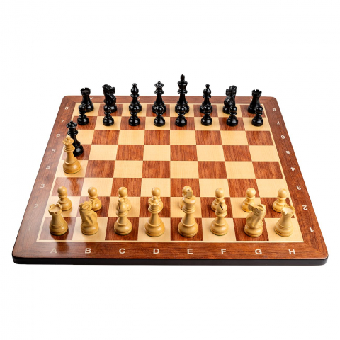 Seturi Sah - Combo set cu piese sah lemn American Staunton ebonised cu tabla sah, padauk 58mm