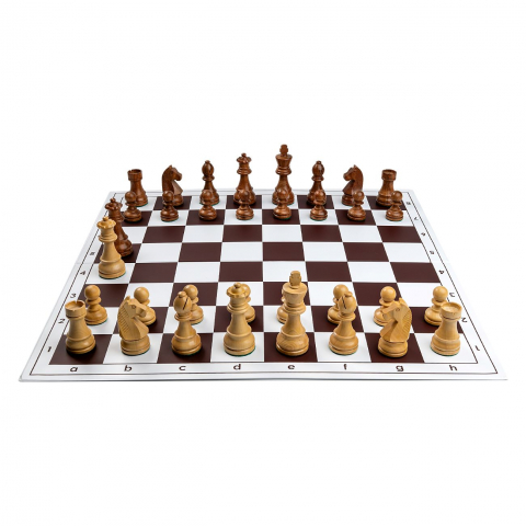 Seturi Sah - Combo set cu piese Staunton 6 German si tabla PVC Alb/Maro