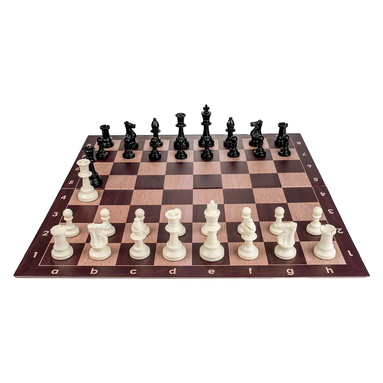 Seturi Sah - Combo set Heavy: Tabla sah din PVC Imitatie lemn + Piese de sah din plastic no. 6 weighted