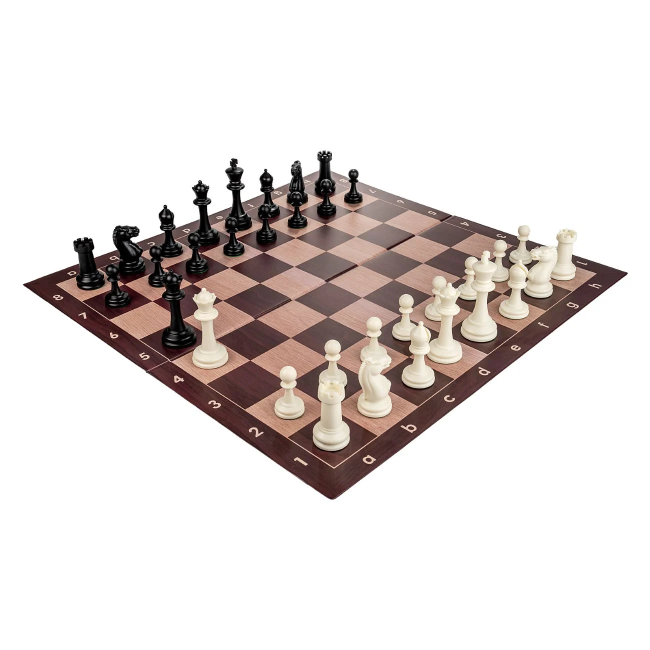 Seturi Sah - Combo set Master Heavy: Tabla sah din PVC Imitatie lemn + Piese de sah din plastic no. 6 Master weighted