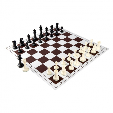 Pentru scoala - Combo set Master light: Tabla sah PVC alb/Maro +Piese de sah din plastic no. 6 Master