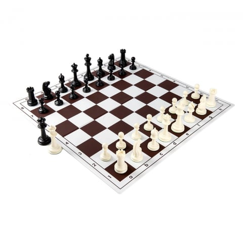 Seturi Sah - Combo set Master weighted: Tabla sah PVC alb/Maro +Piese de sah din plastic no. 6 Master