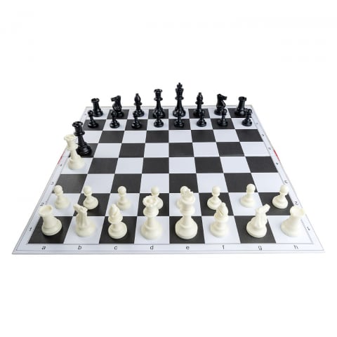 Seturi Sah - Combo set: Piese plastic Staunton 6 (weighted) si tabla carton