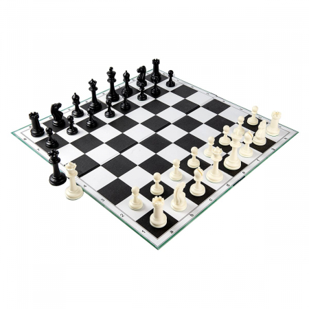 Materiale Șahiste - Combo set Master: Tabla sah din carton pliabila in 4+Piese de sah din plastic no. 6 Master