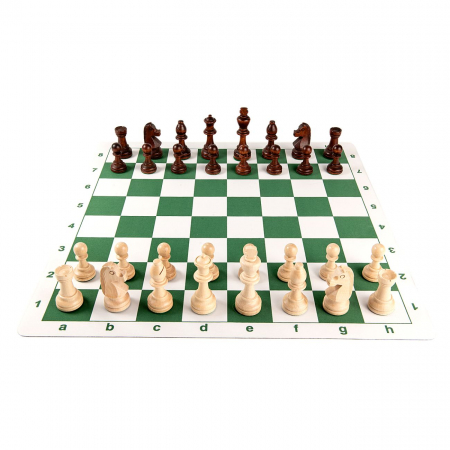 Pentru scoala - Combo set: Tabla sah din mousepad verde+Piese de sah din lemn