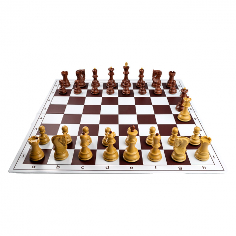 Seturi Sah - Comboset ABS Zagreb cu aspect de lemn: Piese de sah din plastic ABS cu aspect de lemn Zagreb +Tabla PVC alb /maro