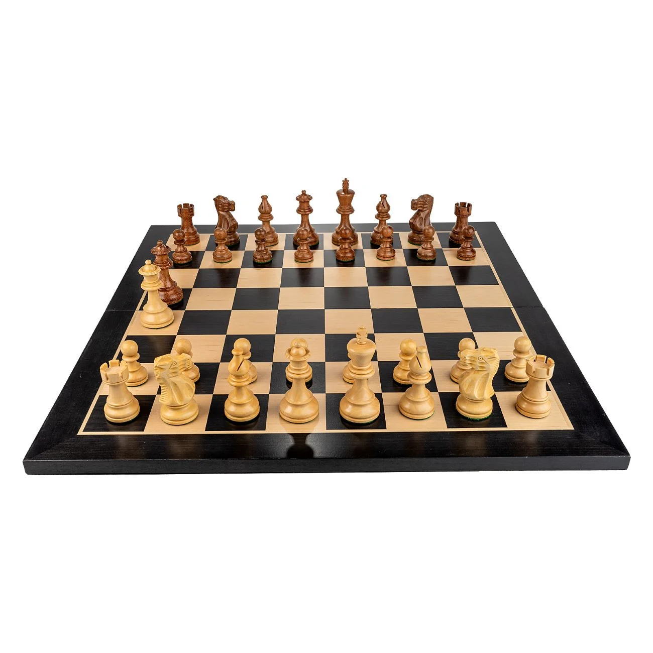 Seturi Sah - Piese American Classic cu Tabla sah lemn pliabila - inlaid negru/artar, 54x54 FN + cutie la alegere (opțional)