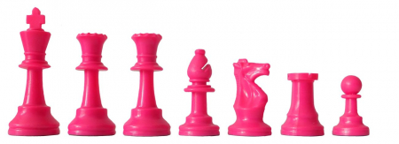Piese Din Plastic - Piese de sah din plastic no. 6 - light - Roz, 17 piese sah