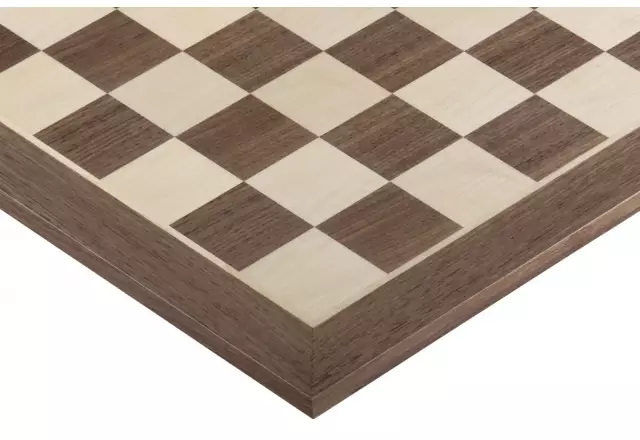 Table De Sah - Tabla lemn no 6 - nuc/artar 52 x 52 cm, patrat 55 mm, fara notatie