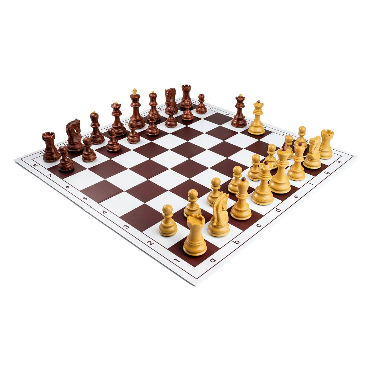 Comboset ABS Zagreb cu aspect de lemn: Piese de sah din plastic ABS cu aspect de lemn Zagreb +Tabla PVC alb /maro [1]