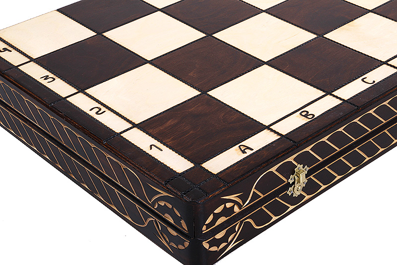 Set sah decorativ din lemn Cezar, tabla pliabila tip cutie 85 x 85 cm, rege 22 cm [5]