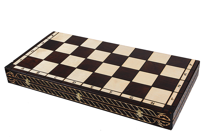 Set sah decorativ din lemn Cezar, tabla pliabila tip cutie 85 x 85 cm, rege 22 cm [4]