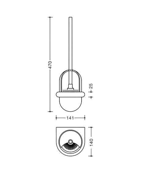 Set perie toaleta si recipient semisferic perie Hewi-big