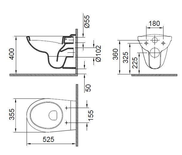 Vas WC suspendat 525x355 mm Wisa-big