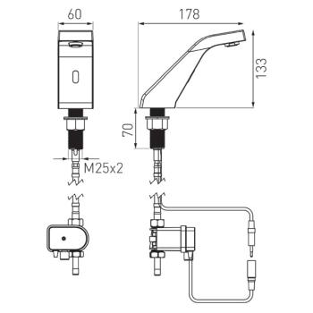 Baterie lavoar cu senzor apa premixata BBB101M SENSOR1