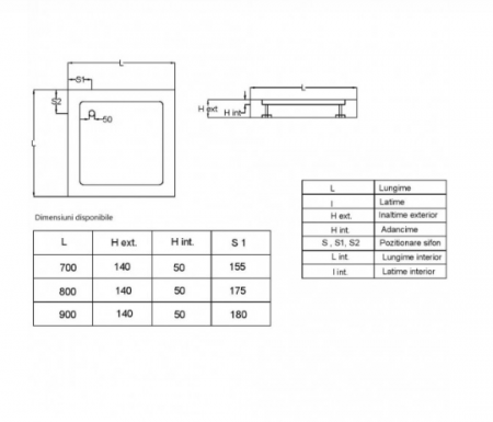 Cadita dus 90x90 cm Fibrocom1