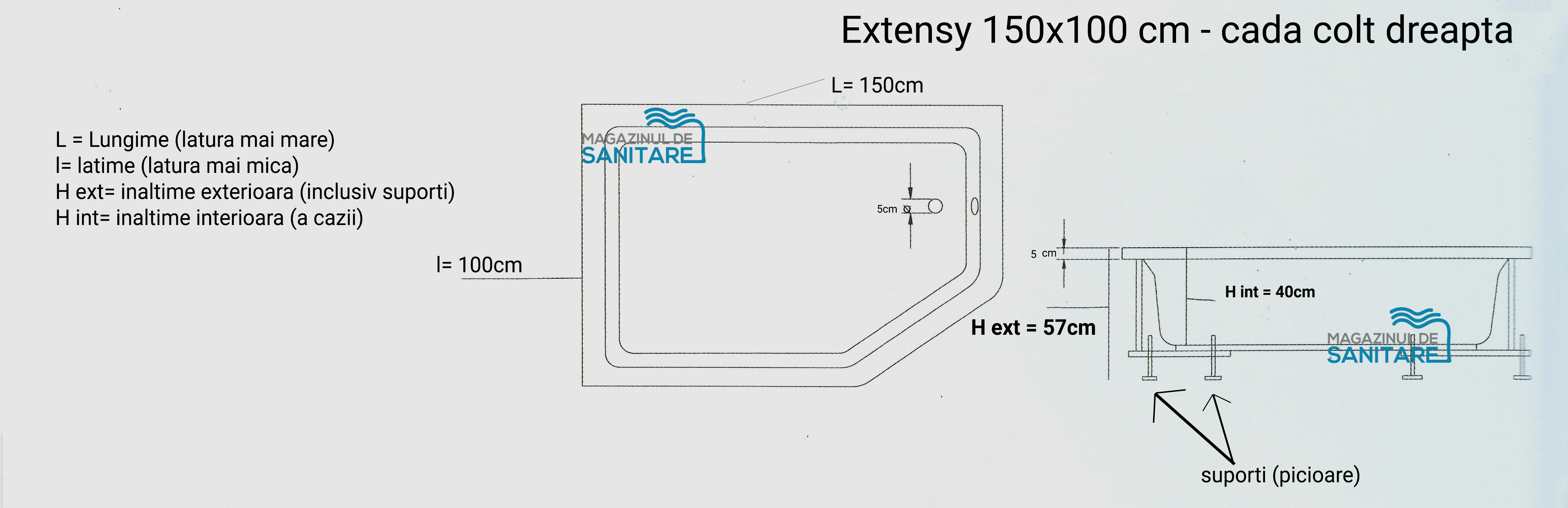 schita tehnica cada 150 100 cm EXTENSY